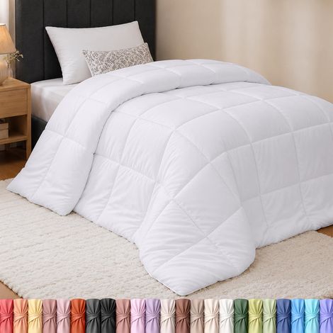 Couette 224 x 163 cm, pour lit 2 Personne, Couverture Blanc avec Onglets d'angle (Blanc) (1/5)