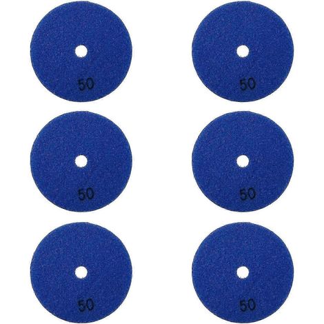 Lot de 6 disques de polissage diamantés à sec de 100 mm (4 pouces), grain 50, pour marbre, résine flexible et pierre céramique. (1/5)
