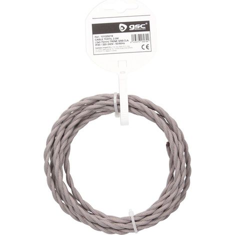 Câble textile 2.5M (2x0.75mm) tressé Gris clair