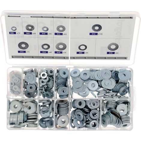 Coffret de Rondelles Plates Diamètre 4 à 8 mm Assortiment Compartimenté Rangement Atelier Coffret de 695 pcs (1/3)