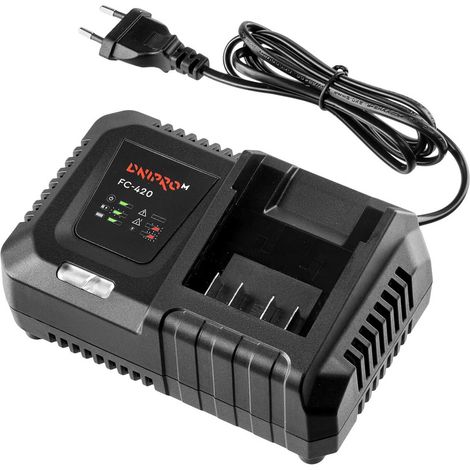 Cargador de batería Dnipro-M FC-420 40 V, 2 A, carga rápida, pantalla LED, refrigeración forzada