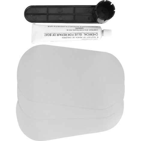 Kit de réparation de patchs PVC imperméables et résistants, avec colle, pour bateaux gonflables et piscines.