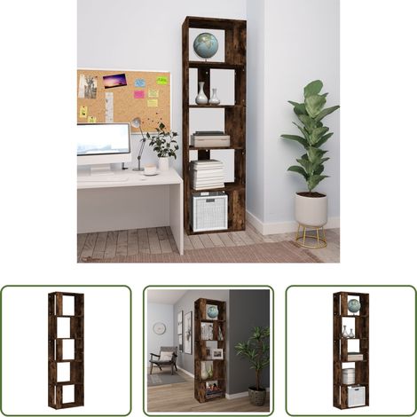 vidaXL Meuble de rangement - Bibliothèque Chêne fumé 45x24x160 cm Bois d'ingénierie (1/5)