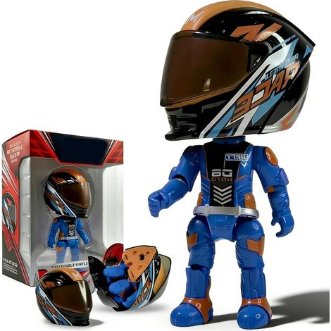 Mini casque de moto, design caché à l'intérieur, figurine articulée à 360°, décoration de bureau exquise et cadeau de collection pour les amateurs de moto (bleu) (1/5)