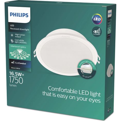 Philips – Pack de 3 downlights encastrables 5,5W – Lumière blanche 4000K – Ø9cm – 550 lumens – Pour plafond et mur