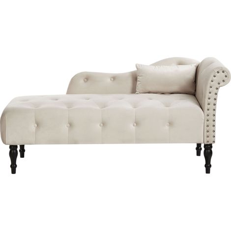 Right-Hand Chaise Lounge IVRY Velvet Light Beige