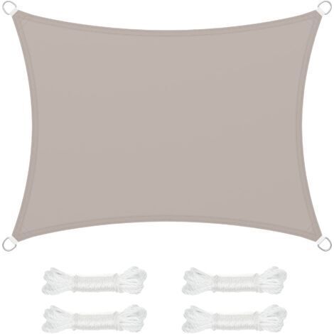 Voile d'ombrage 3 x 4 m, imperméable, avec Une Colonne d'eau de 665 mm, Protection Solaire en Polyester indéchirable, Protection UV 93%, terrasse, Jardin, Balcon, rectangulaire, Cordes de 2