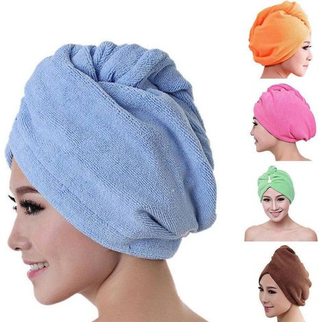TrAdE Shop Traesio - Asciugamano Capelli Turbante Microfibra Shampoo Bagno Doccia Super Assorbenti - (1/2)