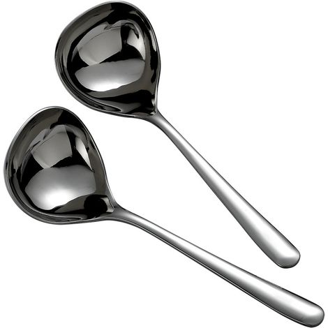 Cuillère à soupe de 20 cm en acier inoxydable avec long manche, cuillère à épices, ustensiles de cuisine, ensemble de 2 pièces (1/4)