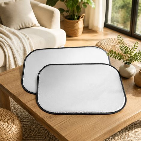 Lot de 2 Pare-Soleil Voiture Lateraux Argentes 44 x 36 cm Pliables Antichaleur