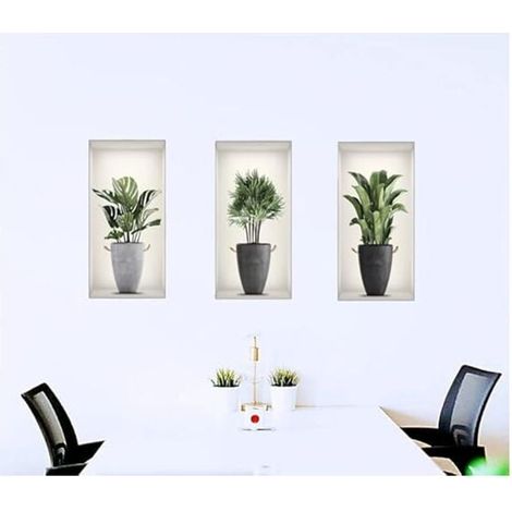 SHINING HOUSE Piezas 3D Pegatinas de Plantas Pegatinas de Pared Removibles DIY, Decoración Art Deco Oficina Hogar Sala de Estar Dormitorio Decoración de Pared (1/5)