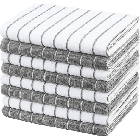 Torchon De Cuisine - Microfibre 45 x 65 cm - Absorbant Sans Laisser De Peluches - Pour Verre Vaisselle Carrelage - Lot De 8 (1/5)
