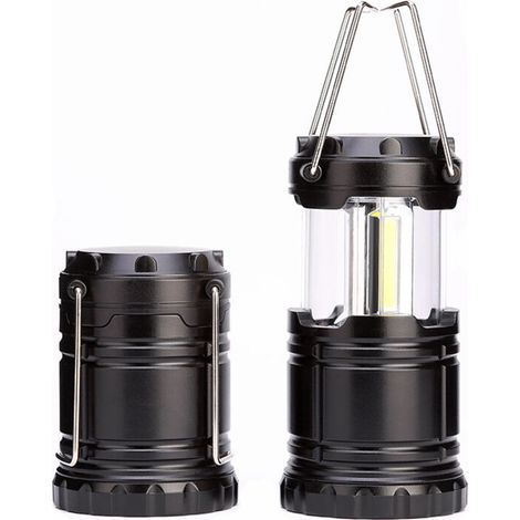 Lanterne de camping LED portable, lampe de secours à piles, plastique, noire (1/5)