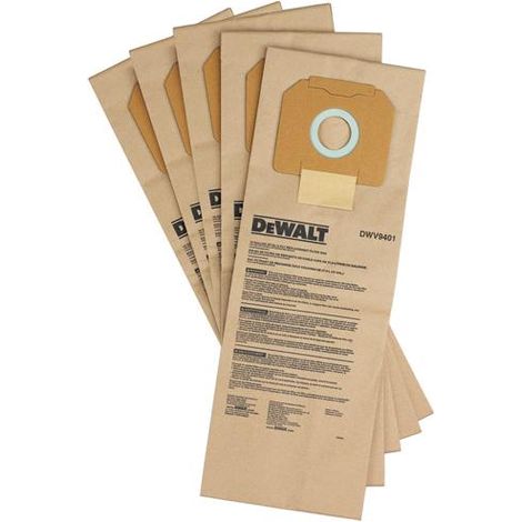 DeWalt DWV9401-XJ - Pack de 5 bolsas de papel para aspirador DWV901L y DWV902M