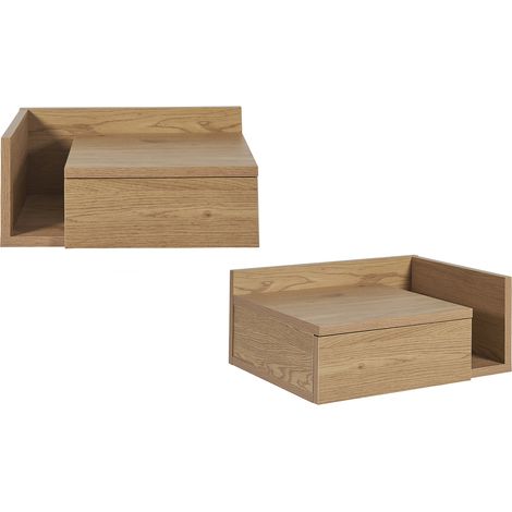Comodini pensili finitura legno rovere chiaro con cassetto (set di 2) NASTY