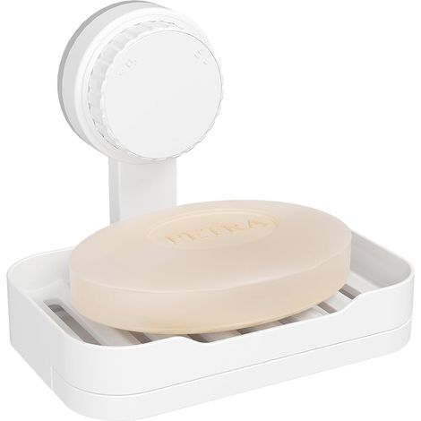 1 Porte-Savon Ventouse, Support Plastique ABS, Système Égouttage, Pour Douche Et Cuisine