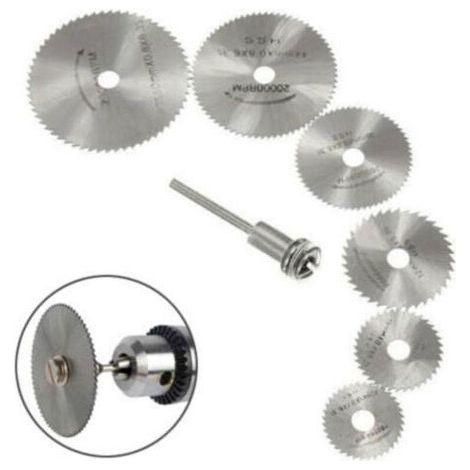 New 7pc HSS Rotary Tool Saw Blades, Circular Wood Cutting Saw Blade Discs for Dremel Rotary Tool Chuck with Extension Shank 1/8"(3.175mm) (1/5)