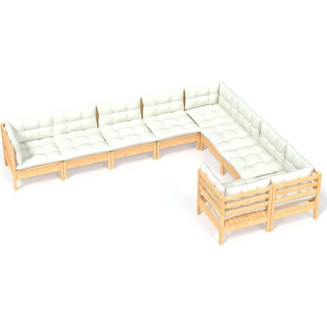 Maison Exclusive - Muebles de jardín 9 piezas y cojines madera de (1/5)