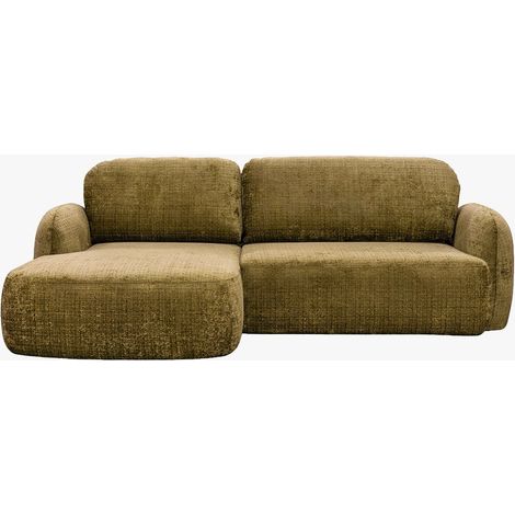VIONA Canapé d'angle convertible avec coffre en tissu vert - Angle gauche (1/5)