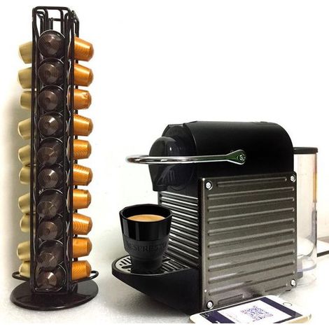 40 pièces - Porte-capsules Nespresso rotatif - Organisateur de capsules de café - Support à capsules - Rangement compact - Noir (1/5)