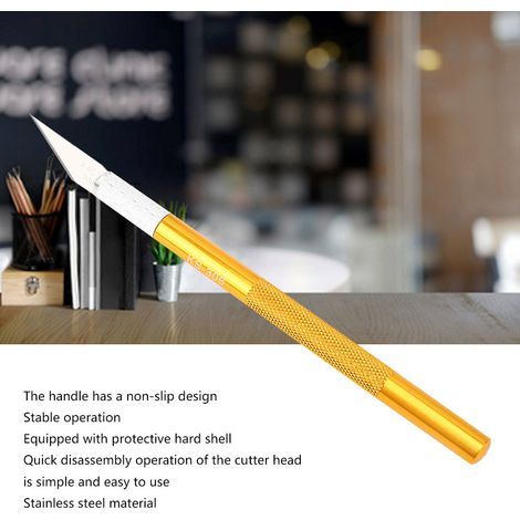 Couteau à sculpter, lame de scalpel en acier inoxydable doré, outil de menuiserie et de travail du bois (1/5)