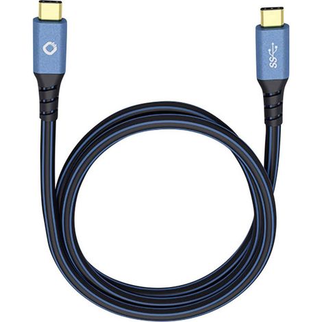 USB 3.0 [1x USB-C® mâle - 1x USB-C® mâle] 3.00 m bleu contacts dorés Oehlbach USB Plus CC S989601 (1/2)
