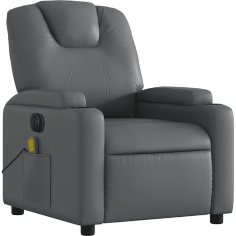 Sillón relax TV función masaje reclinable eléctrico 6 puntos de masaje en PVC gris DEC027176 (1/5)