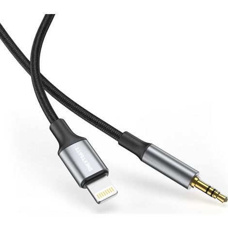 NEXTBATT Lightning-auf-3,5-mm-AUX-Adapter, 1 m - Schwarz/Grau