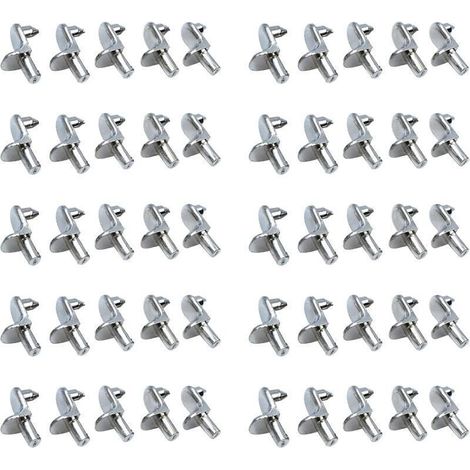 50PCS Taquet etagere Support Étagères de Métal Nickelé Goupilles de Support pour Armoire Bureau Accessoires (1/4)