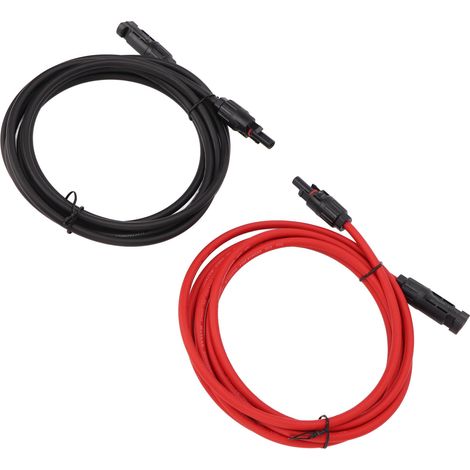 Câble de rallonge solaire 1 paire 6mm², fil cuivre isolé PPE pour panneaux photovoltaïques, adaptateur système PV camping-car, 4m / 13,1ft (1/5)