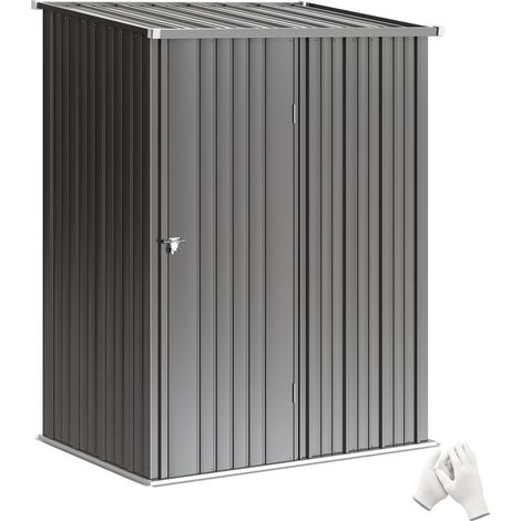 Abri de jardin verrouillable en tôle d'acier pour outils, 161,5 x 94,5 x 196 cm, noir (1/5)