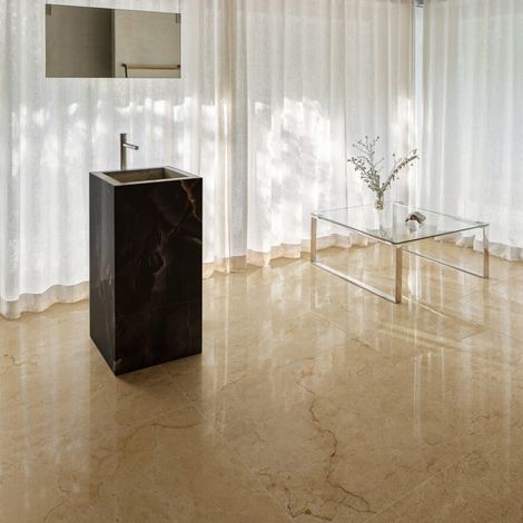 Carrelage Effet Marbre MARBLE Crema Marfil 60x120cm Gloss Sol et Murs (1/5)