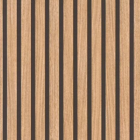 Vliestapete mit Paneelmuster 0,45 x 10,00 m – Beige, Braun – Holzoptik (1/4)