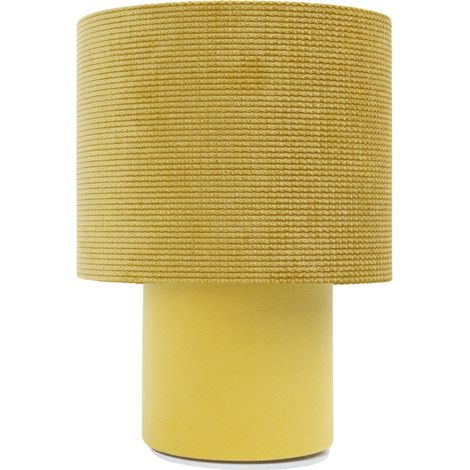 Lampe de chevet Twist - Lampe en velours structurel jaune et pied lisse jaune (1/5)