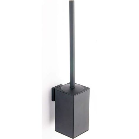 Brosse de toilette en acier inoxydable 304, support mural pour brosse de toilette, noir (1/5)