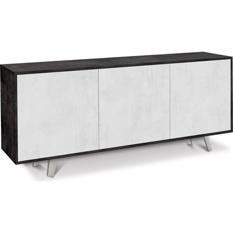 Mobile 3 Ante 177x74x41 cm Ossido Nero/Ossido Bianco (1/2)