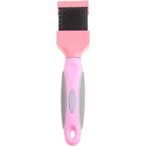 Brosse double face pour animaux, picots en acier inoxydable, démêlant les poils, brosse pour chien et chat, rose, taille S.