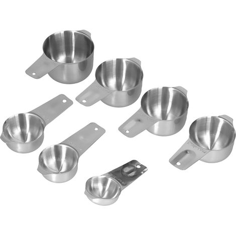 Set mit 7 Messbechern aus Edelstahl und Messlöffeln, Backset in einer farbenfrohen Geschenkbox (1/5)