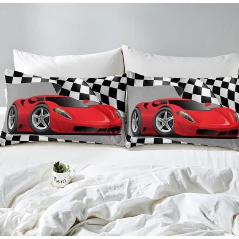 1 Parure de lit 240x260cm, housse de couette sport, 2 taies d'oreiller 65x65cm, microfibre douce, chambre enfants (1/4)