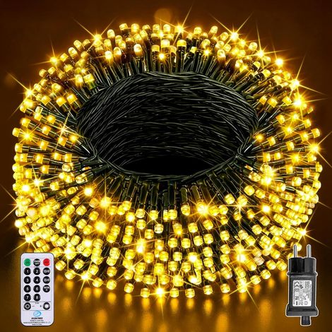 Guirlande Lumineuse Exterieure Noel, 20m 200LEDs Guirlande Lumineuse Sapin de Intérieur 8 Modes avec Télécommande,Étanche IP44 Lumineuse Extérieur pour Decoration, Sapin de Noel (1/5)