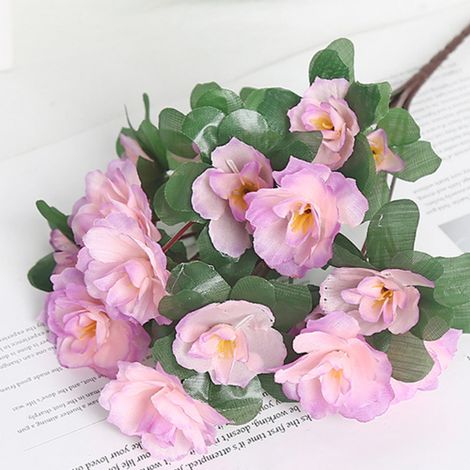 Azalea Artificielle - Bouquet Floral Décoratif avec 21 Têtes de Fleur - Tige Flexible - Pour Intérieur et Extérieur - Violet - 34 cm (1/5)