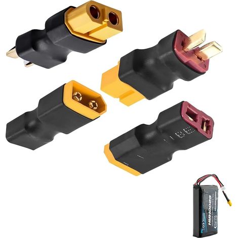 4 Pièces XT60 Femelle à Mâle Deans T Connecteur Adaptateur sans Fils RC LiPo, Chargeur, Drone FPV, Voiture Modèle, Avion et Quadcopter – Connecteurs de Batterie (1/5)