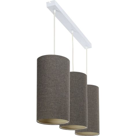 Suspension boho élégant tissu beige lumière chaleureuse réglable - beige crème en tissu structuré (1/4)