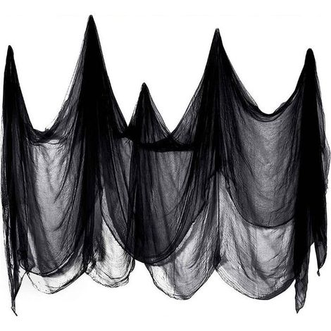 Tissu Effrayant d'halloween, 200 X 500 Cm Fil De Coton Noir Fournitures De Décoration Effrayantes pour Fête d'halloween (1/5)
