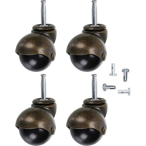 4 roulettes pivotantes 8x38mm pour chaise de bureau ou d'ordinateur (tige incluse).-9.40X3.80X3.80CM