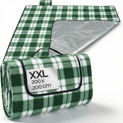 DETEX® Manta de Picnic Lonita de playa con aislante térmico impermeable 2 Tamaños y varios colores 200x200cm, Karo/Grün (de) (1/5)
