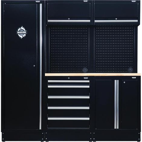 Draper 27471 BUNKER 11 Piece Modular Storage Combo with Hardwood Worktop, 1960mm