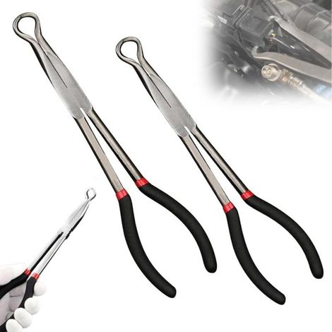 Pince de déconnexion électrique automobile 2 pièces 28 cm, pince de serrage de tuyau de radiateur, pince de retrait de bougie d'allumage longue. (1/4)