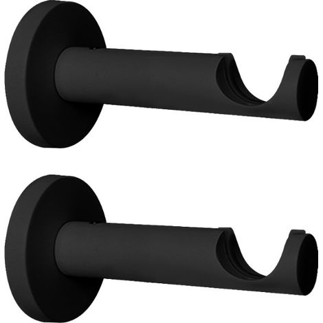 Store Menuiserie – Supports muraux pour tringle à rideaux noir – Acier et aluminium – Diamètre 20 mm – Saillie 76 mm – Installation facile avec visserie incluse (1/4)