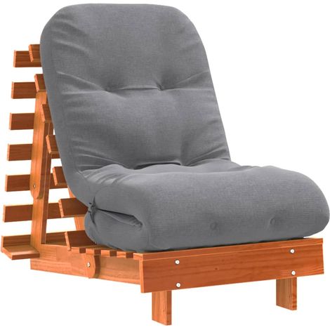 Maison Exclusive - Futón sofá cama con colchón madera maciza marr